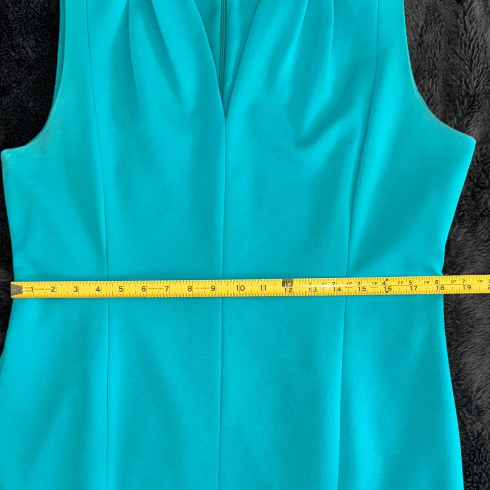 Tahari Teal Sleeveless V-neck Dress Size 16 - Picture 8 of 9